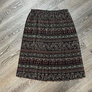 Leslie Fay VintageWomen's Petites Long Modest Pleated Floral Skirt Size 16WP EUC